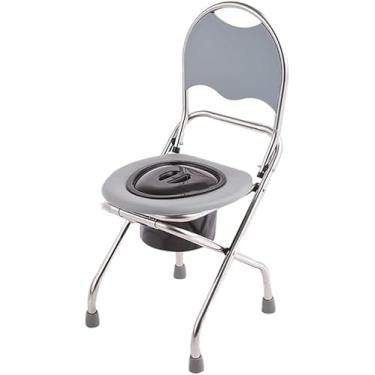 Imagem de ZDJZMGZ Cadeira dobrável leve e dobrável de cabeceira, cadeira de vaso sanitário portátil para acampamento com encosto, cadeira de chuveiro dobrável leve, cadeira de banheiro para idosos, assento de
