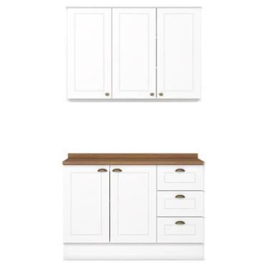 Imagem de Armario Aereo E Balcao 120cm CE169 Americana Branco Nature Henn, Branc