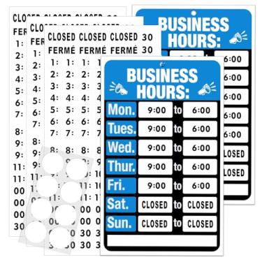 Imagem de Pacote com 2 placas de horário comercial, placas de horas de funcionamento gliship para negócios, placas de horário de funcionamento para negócios para porta de vidro janela escritório ao ar livre,