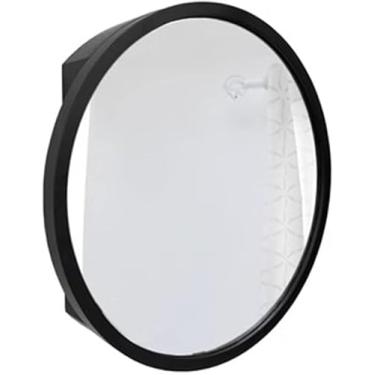 Imagem de Armário De Espelho Redondo Para Banheiro De 50 Cm Armário De Madeira Para Banheiro Porta Espelhada única Espelho De Banheiro Montado Na Parede Com 2 Prateleiras, Black, 50 * 50cm