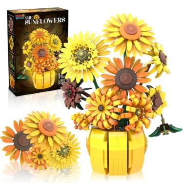 Imagem de Mavo brix Flowers Building Sets for Adults, Van Gogh Prints Art Botanical Collection for Woman Girls 14+, Sunflowers Pot Bouquet Plants Kits Compatible with Lego Flowers, Home Decor