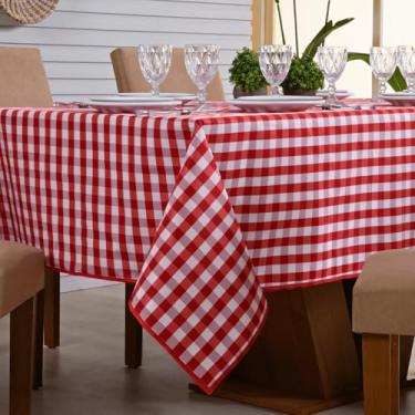 Imagem de Toalha de Mesa Oxford Xadrez 220 x 155 cm 100% Poliéster com Viés Reforçado (Xadrez Vermelho)