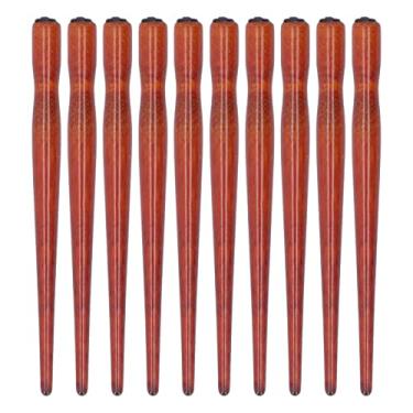 Imagem de Portador da caneta Nib Pen do suporte de caneta cômica de madeira confortável Superfície mais suave para pintura de arte Inglês Caligrafia Sandalwood 10 peças (Mogno)