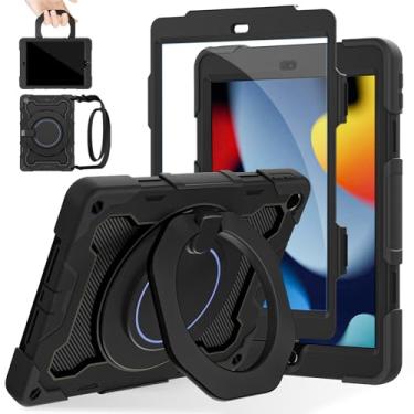 Imagem de ROISKIN Capa Infantil para Ipad 9ª 8ª 7ª Geração 10,2"(2021 2020 2019) Alça de Ombro com Suporte Giratório 360, Suporte para Lápis, Capa Infantil para Ipad de 10,2"