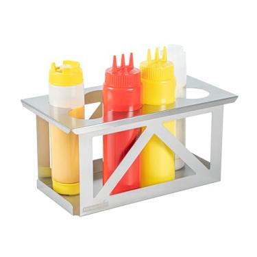 Imagem de Restaurantware Suporte de garrafa Squeeze Pacote com 1 suporte de garrafa de aço inoxidável com 8 furos, 6,3 cm de diâmetro serve para abertura de tamanho 1/3, suporte integrado para lava-louças para