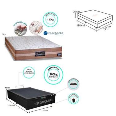 Imagem de Conjunto Cama Box Baú Casal Padrão Viúva + Colchão de Molas Ensacadas 