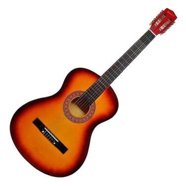 Imagem de Violão Barato Estudante Clássico Acústico Nylon Sunburst - Queens, Sun