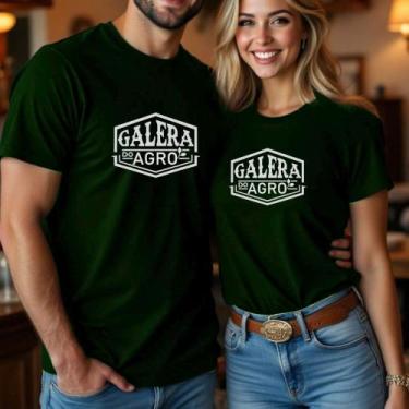 Imagem de Camiseta Algodão Unissex Casal Country Estampa Galera do Agro Faculdad