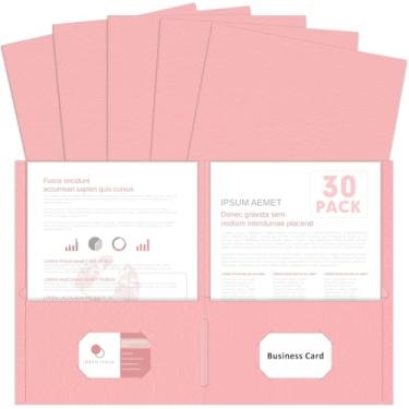 Imagem de Olisco Pacote com 30 pastas de dois bolsos - tamanho carta, pasta de arquivo durável para escola, escritório, casa e negócios - organizadores de papel resistente com bolsos duplos (rosa)