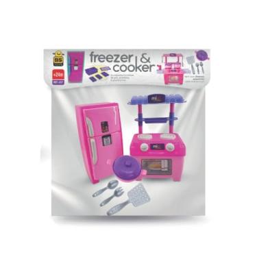 Imagem de Kit Cozinha Infantil com Freezer e Cooker, Rosa e Roxo, com Acessórios, 24+ Meses, 30,5 cm de Altura