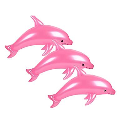 Imagem de Zugar Land Brinquedo Inflável Gigante De 40" Com Golfinho Perolado, Decoração Mesa Buffet Para Festa Aniversário, Praia, Piscina, Tema Aquático (Rosa - Pacote 3)