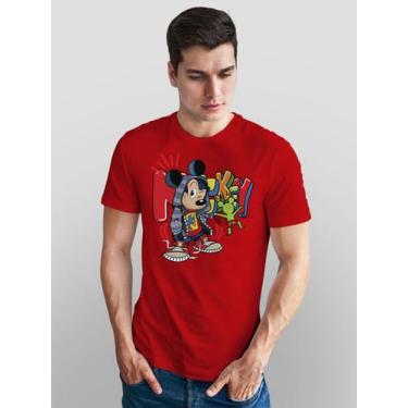 Imagem de Camiseta Masculina Manga Curta Em Algodão Mickey - mistermah, Vermelho
