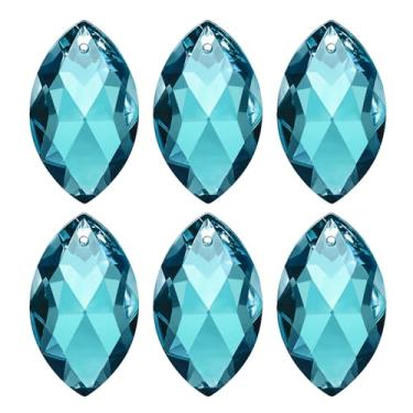 Imagem de PATIKIL Pingentes de cristal K9, contas ovais, pacote com 6, lustre de 38 mm, peças de prismas, contas penduradas, lâmpada DIY para decoração de artesanato, azul celeste