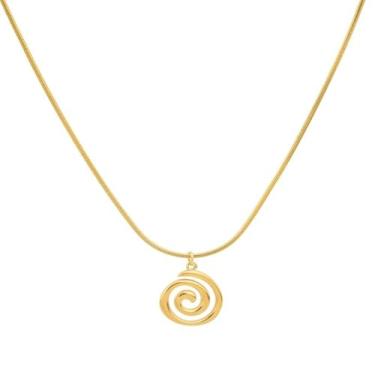 Imagem de Colar espiral dourado feminino espiral espiral concha pingente colar moderno oceano praia concha colares pingente colares verão férias joias presente, Large, Aço inoxidável, Sem Pedra Preciosa