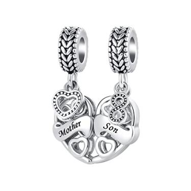 Imagem de LuxglitterLin Pingente de coração combinando mãe e filho compatível com pulseira Pandora presente feminino