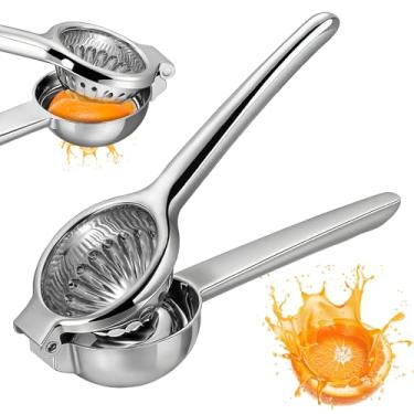 Imagem de Espremedor de limão, espremedor portátil de aço inoxidável resistente com tigela grande, espremedor manual de limão