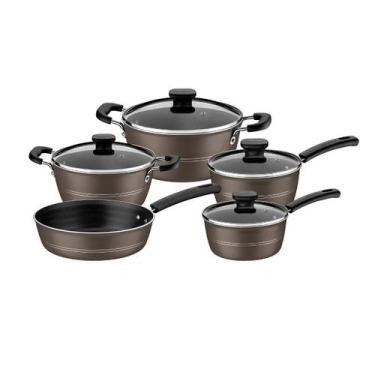 Imagem de Jogo de Panelas Sicília 5 Peças Alumínio Avelã Tramontina 20499615, Av