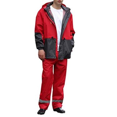 Imagem de Jaqueta De Chuva Impermeável Para Homens E Mulheres Capa De Chuva Com Capuz Jaqueta Impermeável Calças De Chuva Capa De Neve Esqui, Red, 3XL