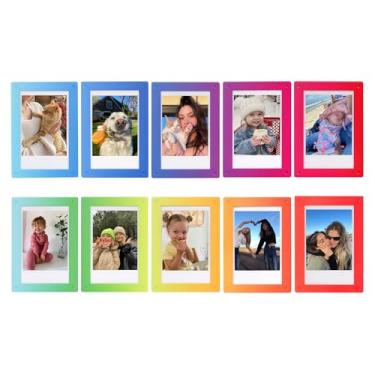 Imagem de Moldura magnética acrílica para geladeira arco-íris, molduras de acrílico para Fujifilm Instax Mini 41/12/11/SE/EVO 7,6 cm, moldura magnética de geladeira para Polaroid, moldura para exibição de