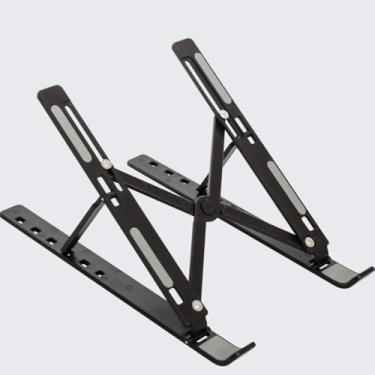 Imagem de Suporte para Notebook Tablet Linha Premium em Alumínio Dobrável e Ergonômico Para Mesa Portátil Ajustável 6 Ângulos Compativel Ipad, Hp, Dell,Lenovo-Com estojo para armazenagem (preto)