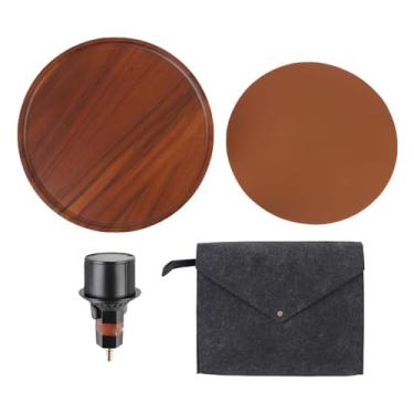 Imagem de aqxreight 360 ° Bandeja de Suporte de Xícara de Carro Giratória Com Silicone Copo de Copo de Madeira Mesa de Comida Universal para a Maioria Dos Porta -copos