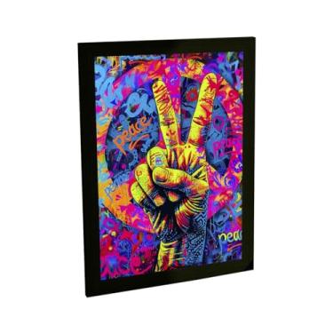 Imagem de Quadro Decorativo Grafite Sinal Da Paz Arte De Rua Colorido Decoração Poster Quarto Sala