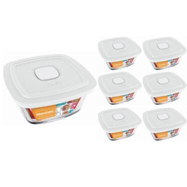 Imagem de Pote Vidro Marinex Quadrado Facilita Vap Com Tampa 1L 6Un - NADIR FIGU