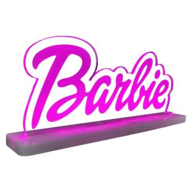 Imagem de Luminária Geek Infantil Barbie - Acrílico Rosa - MK Displays, Base Bra