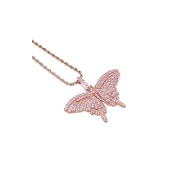 Imagem de WIC Colar de zircônia de liga de cobre colorido borboleta masculino e feminino pingente de presente rosa - PLUS