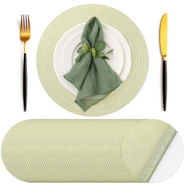 Imagem de Geosar 100 peças de jogo americano descartáveis, tecido de algodão, 33 cm, jogo americano redondo rústico, descartável, para decoração de mesa de jantar, aniversário, casamento, festa de chá de bebê