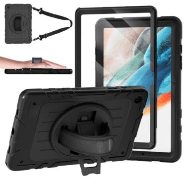 Imagem de Stweap Capa para Samsung Galaxy Tab A9+/A9 Plus 11 polegadas 2023 (SM-X210/X216/X218), capa protetora resistente à prova de choque com protetor de tela, suporte giratório e alça de mão/ombro (preto)