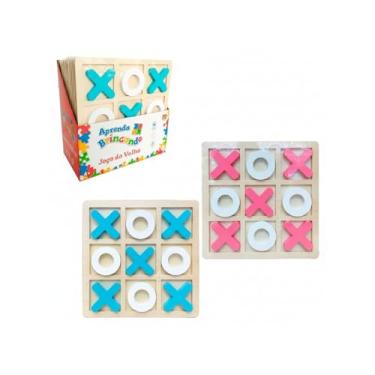 Imagem de Jogo da Velha Gigante de Mesa 24x24cm em Madeira MDF - Jogo de Tabuleiro Clássico para Família e Amigos