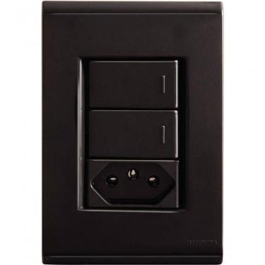 Imagem de Conjunto Tramontina 4x2 Com 2 Interruptores Simples 10 A 250 V E 1 Tomada 2p+t 10 A 250 V Liz Grafite