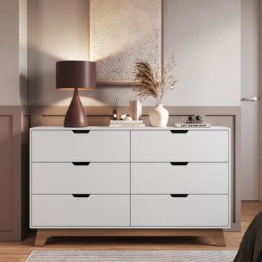 Imagem de Cômoda para Quarto 6 Gavetas 100% Mdf Alice - FD