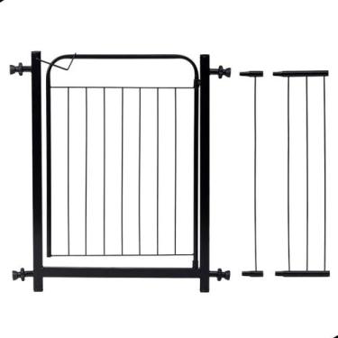 Imagem de Grade Pet 80 A 100cm Portão Proteção Bebes Cachorro-Preto - Agropet