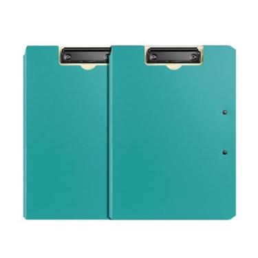 Imagem de Pastas de arquivo, 2 peças, capa dobrável, pasta para prancheta, clipe duplo, resistente, organizador de arquivos, fichário, material de escritório, jaqueta (azul)