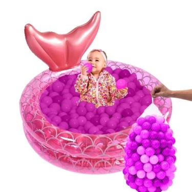 Imagem de Piscina Com Bolinha Infantil Inflável Sereia Criança 85L - Lirena Baby