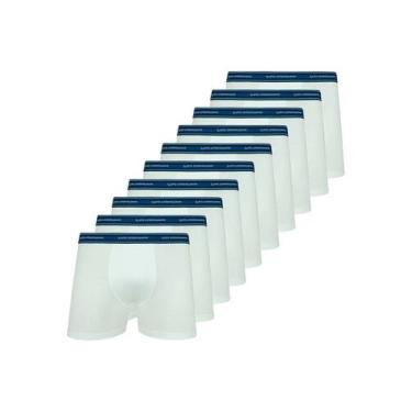 Imagem de Kit com 10 Cuecas Boxer Lupo 523-003, Branco, G