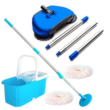Imagem de Balde Esfregão Limpeza com Rodinhas, 2 Refis e Vassoura Mágica - Venda