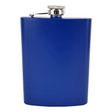 Imagem de Cantil Inox Azul 240Ml 8 Oz Bebida Whisky Rum