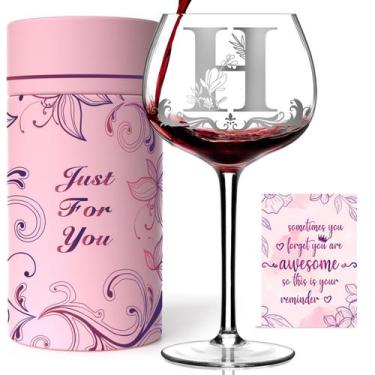 Imagem de Copo de vinho Gumry Personalizado Monogram Initial A-Z 480mL