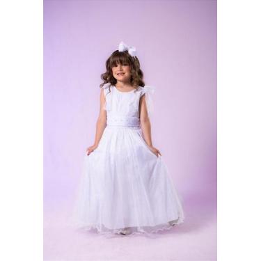 Imagem de Vestido Longo Marie Mel Branco para Crianças, Branco, 10