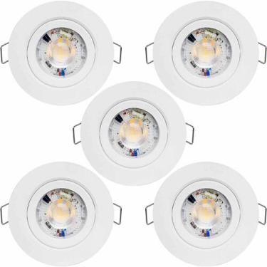 Imagem de KIT 5 SPOT LED REDONDO DIRECIONAVEL EMBUTIR 7W BRANCO FRIO 6500k BIVOL