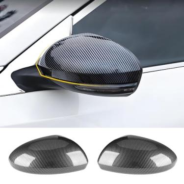 Imagem de LUNQIN Capa de acabamento de espelho lateral de carro de fibra de carbono cromada para Nissan Sentra 2020 2021 2022 2023 2024 2025 acessórios de decoração externa automotiva painel de proteção