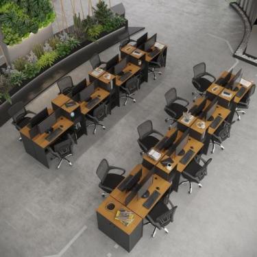 Imagem de Estação De Trabalho 16 Lugares Office Tech 16 Mesas 12 Armár - Preto E