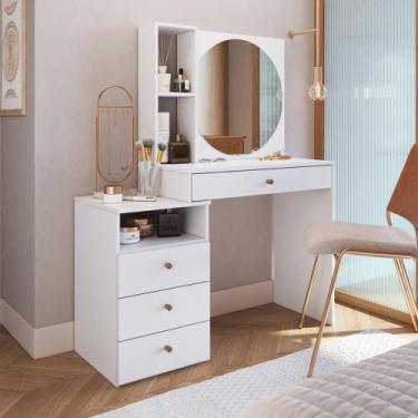 Imagem de Penteadeira Com Espelho 04 Gavetas Branco Proddy Branco - MILANI MOVEL