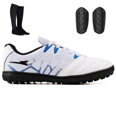 Imagem de Kit Futebol Society com Chuteira + Meião + Caneleira Adulta - Light, P