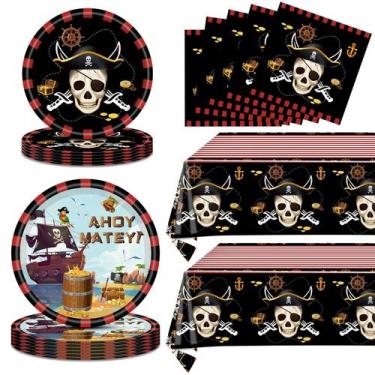 Imagem de Suprimentos de festa Ryzovo Pirate Birthday 62 unidades para 20 convid