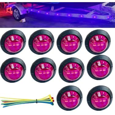 Imagem de Aokzeeo 10 peças de luz de LED 3/10.2 cm, roxa, 3LED, luzes indicadoras, luzes indicadoras, luzes de sinalização de botão, lâmpadas de sinalização, caminhão, trailer, ônibus, marinha, trailer