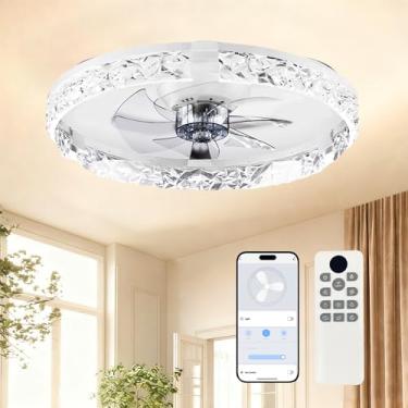 Imagem de Hivento Ventilador de Teto com APP & Controle Remoto, LED Regulável 3000K–6500K, Ventilador DC Reversível Silencioso de 6 Velocidades, Apenas, 110v/220v